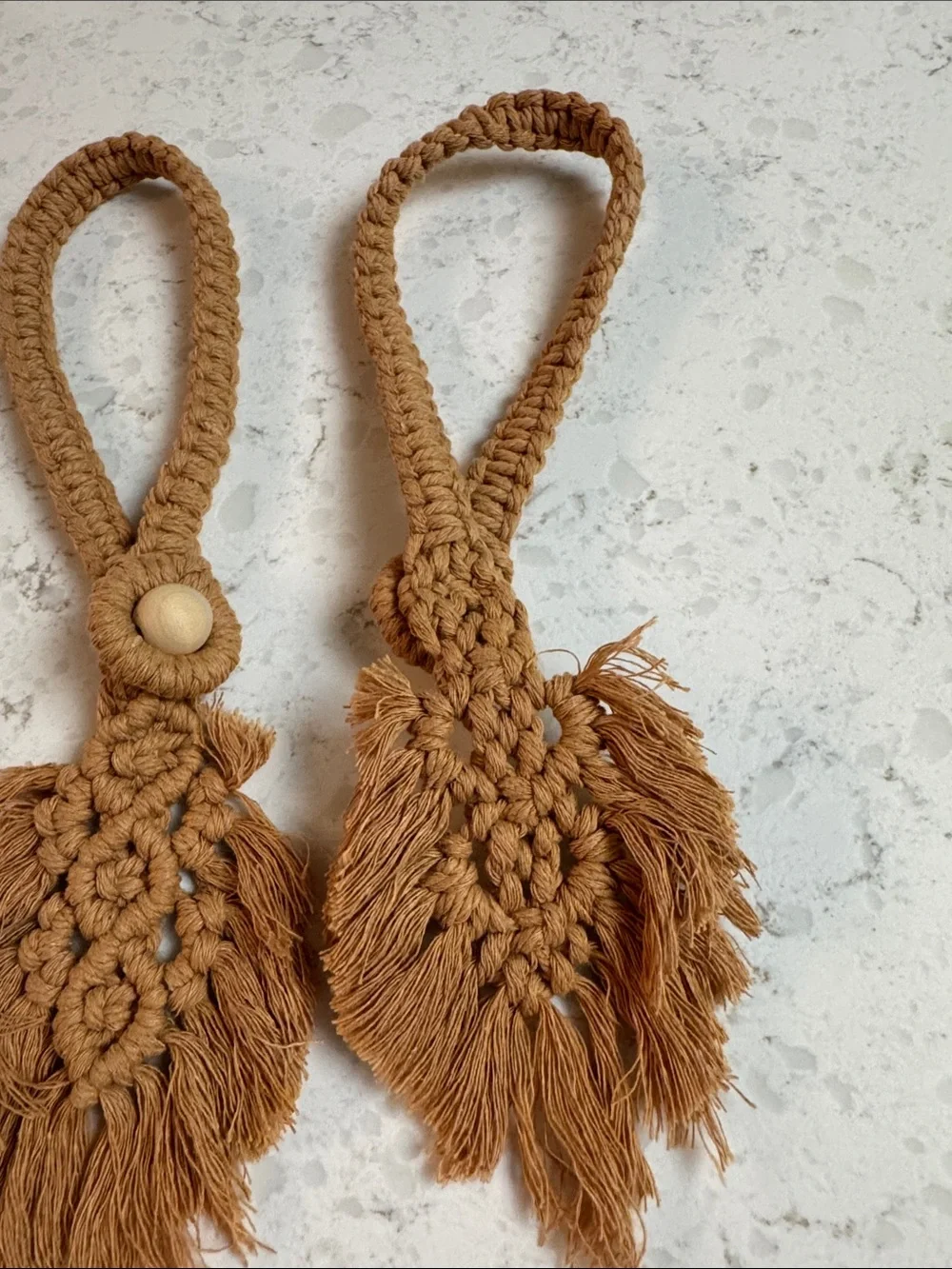 Handmade Macramé Tassel Tiebacks in Camel